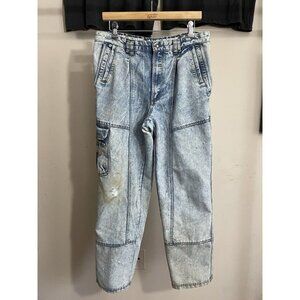 Vintage 80s Bugle Boy Cargo Acid Wash Denim Streetwear Pants Mens Size 33x29.5